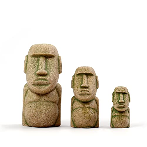 3 Stück Osterinselkopf-Statue, Steinfiguren, Moai-Statuen, kleine Aquarium-Dekorationen, Feengarten, Bonsai, Mikro-Landschaftsdekoration (klassisch) von Sdeetesamjun