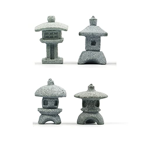 Sdeetesamjun Miniatur japanische Laterne Pagode Figuren asiatische Dekor Aquarium Ornament Fee Garten Zubehör Zen Terrarium Bonsai Dekorationen (4 Mini Sandstein) von Sdeetesamjun