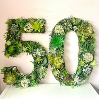 Moos Sukkulenten Buchstaben/Zahlen, Wald Party Dekor, Faux Wand, Große Blumen Zahl Prop, 50. Geburtstag Zahl von SdesignFloral