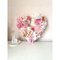 Rosa Blumen Filled Herz, Blume Herz Form Form, Hochzeit Liebe Dekor, Geschenk, Floral Wand Geschenk Für Sie, Kinderzimmer Dekor von SdesignFloral