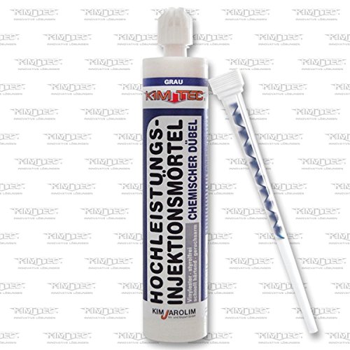KIM-TEC Hochleistungs-Injektionsmörtel, Chemischer Dübel, inkl. Statikmischer, grau, Inhalt: 300ml von Kim Tec