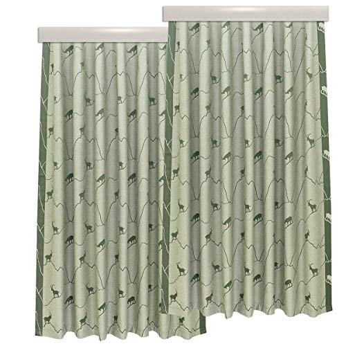 SeGaTeX home fashion 2er Set Landhaus Dekoschal Breno mit Steinbock in grün Übergardine mit Reihband 130 cm breit von SeGaTeX home fashion