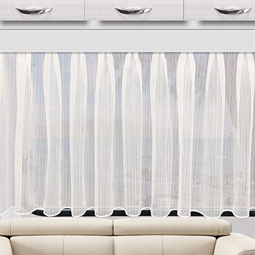 SeGaTeX home fashion Fertiggardine Wohnwagenstore Biella weiß | Höhe 50 bis 80 cm Fertigung nach Maß| Abschluss Unten Zinkband oder Stabsaum von SeGaTeX home fashion