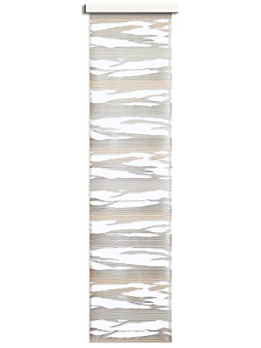 SeGaTeX home fashion Flächengardine Eltje Schiebegardine Flächenvorhang Schiebevorhang beige-grau-grün | transparent ausgeschert – Sherli-Muster 240 x 60 cm von SeGaTeX home fashion