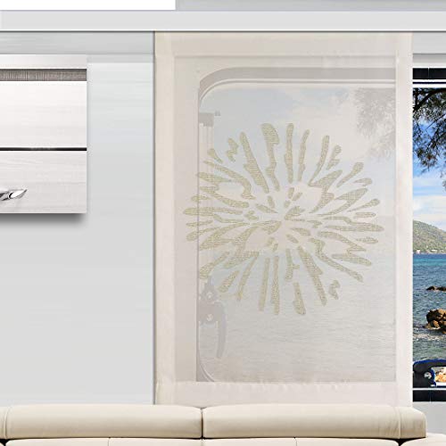 SeGaTeX home fashion Flächengardine Wohnwagenstore Poesie Creme hochwertige Caravan-Gardine mit Profilen Tunnelband von SeGaTeX home fashion
