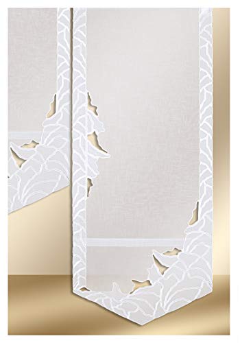 SeGaTeX home fashion Hochwertige Flächengardine Tilda in weiß Bestickt mit Plauener Spitze 140 x 60 cm mit Flauschband von SeGaTeX home fashion