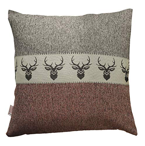 SeGaTeX home fashion Hochwertige Kissenhülle Alpin Hirsch rost Exklusives Landhaus-Design 40x40 cm von SeGaTeX home fashion