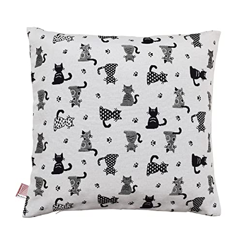 SeGaTeX home fashion Hochwertige Kissenhülle Gurli Negro mit Katzen-Motiv 40x40 cm in grau-schwarz von SeGaTeX home fashion