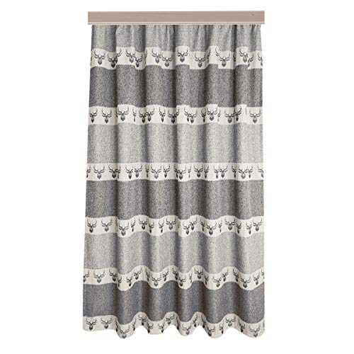 SeGaTeX home fashion Hochwertiger Dekoschal Alpin Hirsch grau Exklusiver Landhaus-Vorhang Reihband HxB 125 x 130 cm von SeGaTeX home fashion