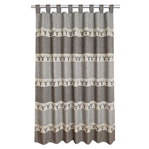 SeGaTeX home fashion Hochwertiger Schlaufen-Dekoschal Alpin Hirsch braun Exklusiver Landhaus-Vorhang mit 8 Schlaufen HxB 125 x 130 cm von SeGaTeX home fashion