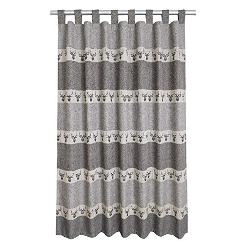 SeGaTeX home fashion Hochwertiger Schlaufen-Dekoschal Alpin Hirsch grau Exklusiver Landhaus-Vorhang 8 Schlaufen HxB 145 x 130 cm von SeGaTeX home fashion