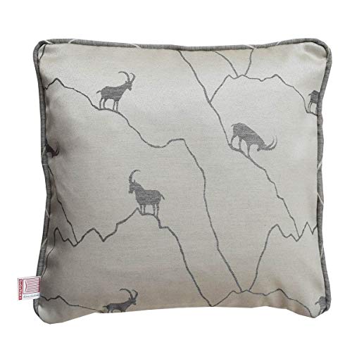 SeGaTeX home fashion Keder Kissenhülle Breno mit Steinbock in grau hell 40 x 40 cm aus der Landhausserie Breno von SeGaTeX home fashion