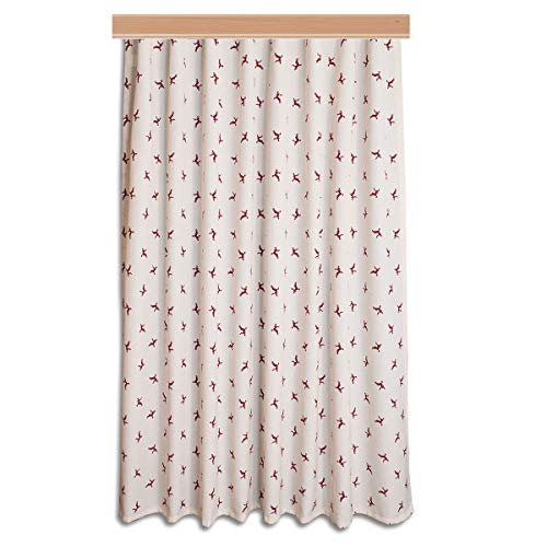 SeGaTeX home fashion Landhaus Dekoschal Knut naturfarben mit kleinem Hirsch-Motiv rot 70 cm oder 150 cm breit mit Reihband von SeGaTeX home fashion