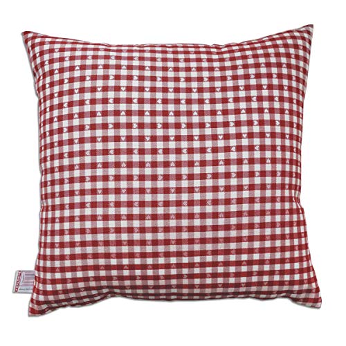 SeGaTeX home fashion Landhaus Kissenhülle Leni in Rot mit Karo-Muster und kleinen Herzen Kissenbezug 40 x 40 cm von SeGaTeX home fashion