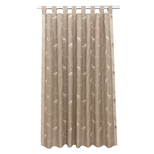 SeGaTeX home fashion Landhaus Schlaufen-Schal Breno mit Steinbock in beige Übergardine mit 8 Schlaufen 130 cm breit von SeGaTeX home fashion