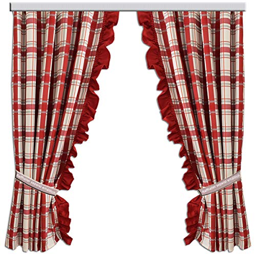 SeGaTeX home fashion Landhaus-Vorhang 2er Set Hetty rot kariert Dekoschal mit Rüsche Übergardine Landhausserie Hetty 200 x 130 cm von SeGaTeX home fashion