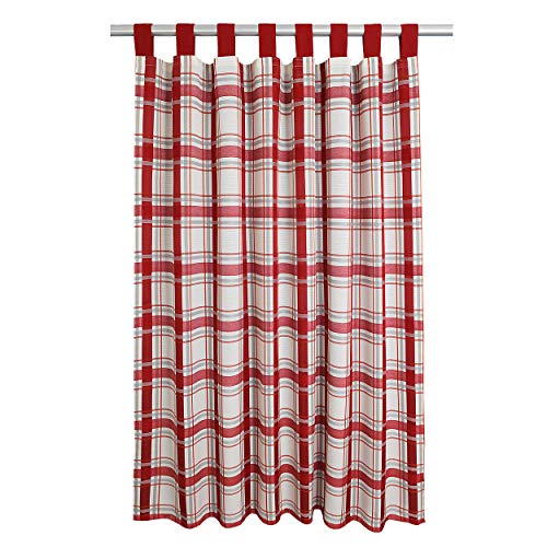 SeGaTeX home fashion Landhaus-Vorhang Hetty rot kariert Deko-Schlaufenschal mit 8 Schlaufen Übergardine Landhausserie Hetty 245 x 130 cm von SeGaTeX home fashion