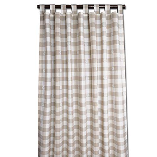 SeGaTeX home fashion Landhaus-Vorhang Karo mit Edelweiß beige-weiß Deko-Schlaufenschal mit 8 Schlaufen Übergardine 125 x 130 cm von SeGaTeX home fashion