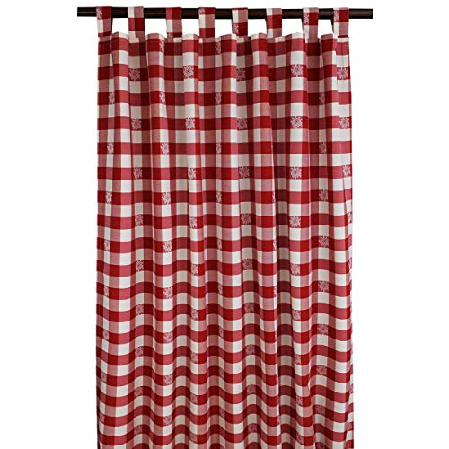 SeGaTeX home fashion Landhaus-Vorhang Karo mit Edelweiß rot-weiß Deko-Schlaufenschal mit 8 Schlaufen Übergardine 200 x 130 cm von SeGaTeX home fashion