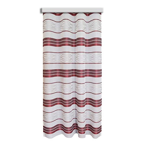 SeGaTeX home fashion Moderner Fertigstore Dekoschal Tori Langstore mit Reihband Vorhang mit Streifen-Muster Bordeaux rot halbtransparent Höhe 150-245 cm, Breite 140 cm von SeGaTeX home fashion