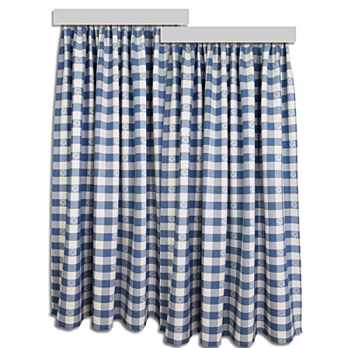 SeGaTeX home fashion Set Dekoschal „Karo mit Edelweiß“ in Blau 2-er-Pack blau-Weiss / 2 Stück Landhaus-Vorhang mit Reihband von SeGaTeX home fashion