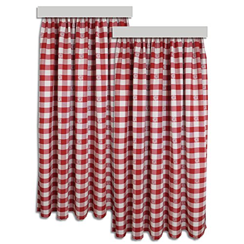 SeGaTeX home fashion Set Dekoschal „Karo mit Edelweiß“ in Rot 2-er-Pack rot-Weiss / 2 Stück Landhaus-Vorhang mit Reihband von SeGaTeX home fashion