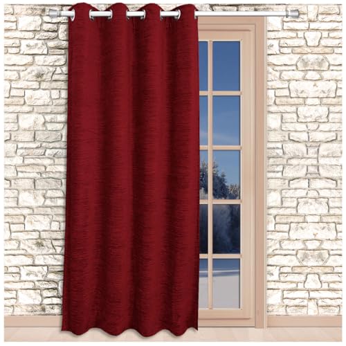 SeGaTeX home fashion Thermo Chenille Ösenschal Rot mit 8 Chrom-Ösen Thermo-Vorhang Deko-Schal 245 x 130 cm von SeGaTeX home fashion