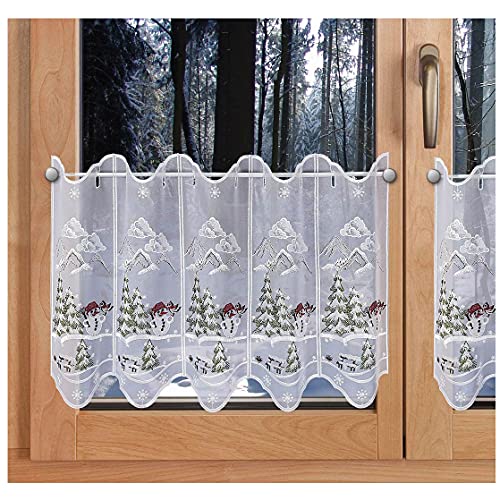 SeGaTeX home fashion Weihnachts-Scheibengardine Kleiner Schneemann Wintergardine Plauener Stickerei HxB 40 x 80 cm von SeGaTeX home fashion