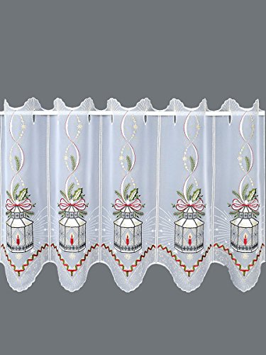 SeGaTeX home fashion Weihnachts-Scheibengardine Laterne Wintergardine Plauener Bunt-Stickerei Spitze 40 x 144 cm von SeGaTeX home fashion