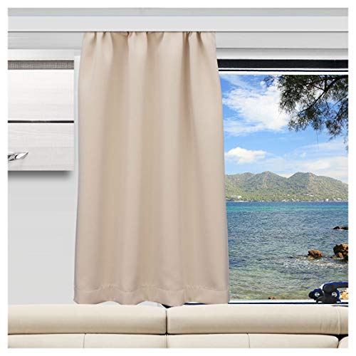Wohnmobil-Gardine Mattis hellbeige | Maßgefertigter Verdunklungs-Vorhang mit Reihband | Hochwertiger Dekoschal für Caravan & Wohnwagen | Blickdichter Sichtschutz Höhe 60-80 cm x Breite 70–140 cm von SeGaTeX home fashion