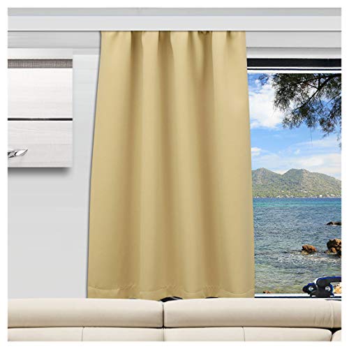 Wohnmobil-Gardine Mattis beige | Maßgefertigter Verdunklungs-Vorhang mit Reihband | Hochwertiger Dekoschal für Caravan & Wohnwagen | Blickdichter Sichtschutz Höhe 80-120 cm x Breite 70–140 cm von SeGaTeX home fashion
