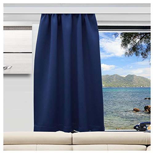 Wohnmobil-Gardine Mattis blau | Maßgefertigter Verdunklungs-Vorhang mit Reihband | Hochwertiger Dekoschal für Caravan & Wohnwagen | Blickdichter Sichtschutz Höhe 40-80 cm x Breite 0-70 cm von SeGaTeX home fashion