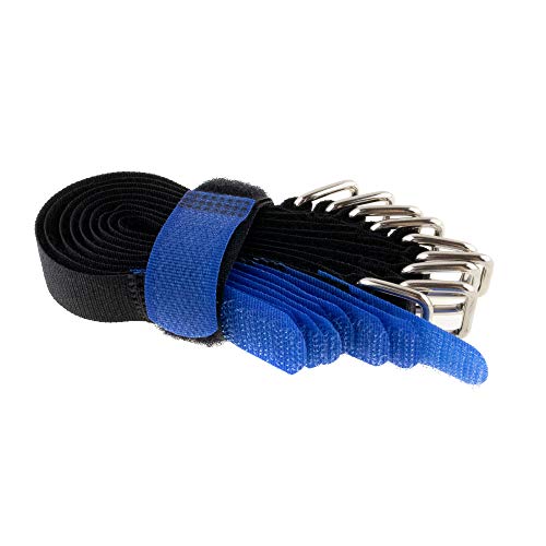 10x Klett-Kabelbinder 150x16 schwarz-blau Flausch/Klett gekreuzt Klettbinder von SeKi