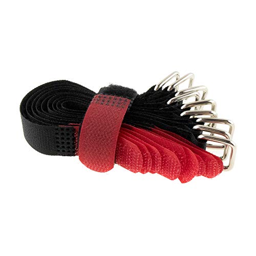 10x Klett-Kabelbinder 150x16 schwarz-rot Flausch/Klett gekreuzt Klettbinder von SeKi
