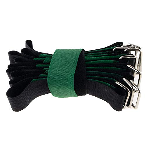 10x Klett-Kabelbinder 400x30 schwarz-grün Flausch/Klett gekreuzt Klettbinder von SeKi
