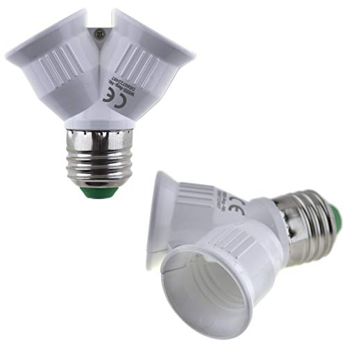 SeKi - E27 Fassung auf 2xE27 Fassung Lampensockel Adapter; Lampenadapter für LED Halogen und Energiespar Leuchtmittel, 312134, weiss von SeKi