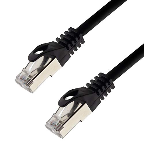 Netzwerkkabel S/FTP PIMF Cat. 7 0,25 Meter schwarz Patchkabel Gigabit Ethernet LAN DSL CAT7 Kabel von SeKi