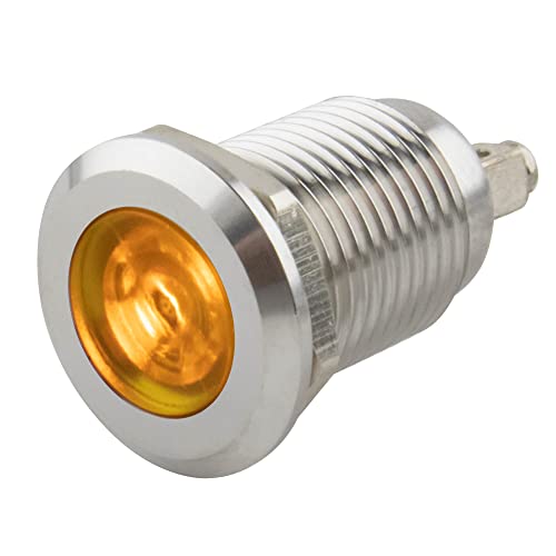 SeKi 12mm LED-Kontrollleuchte in Gelb 6-24V; V2A Edelstahl Signalleuchte - Anzeigenlampe, Indikator, Kontrolllampe, Betriebsanzeige von SeKi
