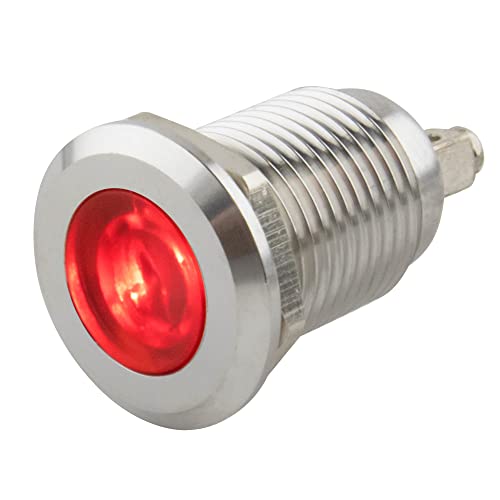 SeKi 12mm LED-Kontrollleuchte in Rot 6-24V; V2A Edelstahl Signalleuchte - Anzeigenlampe, Indikator, Kontrolllampe, Betriebsanzeige von SeKi