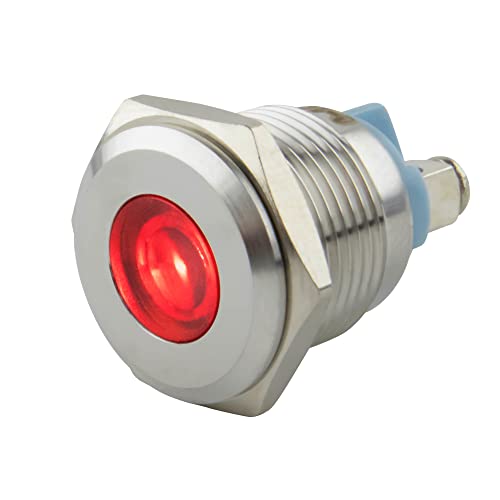 SeKi 16mm LED-Kontrollleuchte in Rot 6-24V; V2A Edelstahl Signalleuchte - Anzeigenlampe, Indikator, Kontrolllampe, Betriebsanzeige von SeKi