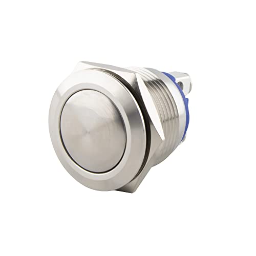 SeKi 19161 Edelstahl Drucktaster Ø19mm tastend gewölbter Kopfform Schraubanschluss; Klingeltaster von SeKi