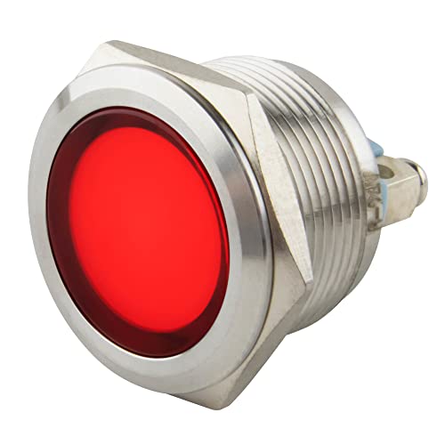 SeKi 22mm LED-Kontrollleuchte in Rot 6-24V; V2A Edelstahl Signalleuchte - Anzeigenlampe, Indikator, Kontrolllampe, Betriebsanzeige von SeKi