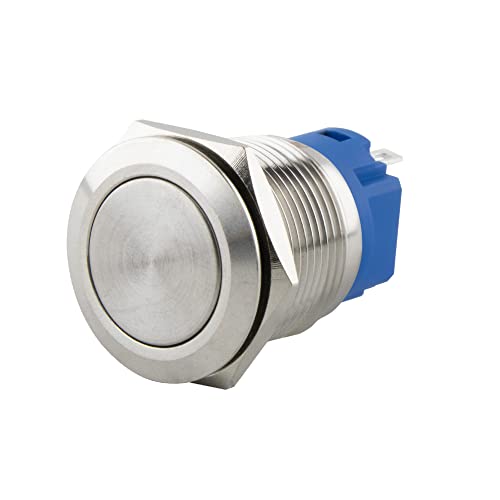 SeKi Edelstahl Drucktaster Ø19mm tastend flacher Kopfform Lötösen / Flachstecker 0,5x2,8 Anschluss; Klingeltaster SeKi Edelstahl Drucktaster Ø19mm tastend flacher Kopfform Lötösen / Flachstecker 0,5x2,8 Anschluss; Klingeltaster von SeKi