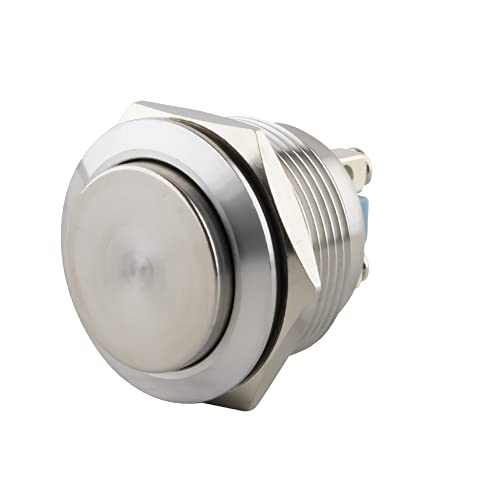 SeKi Edelstahl Drucktaster Ø22mm tastend hervorstehender Kopfform farbig beleuchtetem LED Ring in rot Lötösen / Flachstecker 0,5x2,8 Anschluss; Klingeltaster SeKi Edelstahl Drucktaster Ø22mm tastend hervorstehender Kopfform farbig beleuchtetem LED Ring in rot Lötösen / Flachstecker 0,5x2,8 Anschluss; Klingeltaster von SeKi