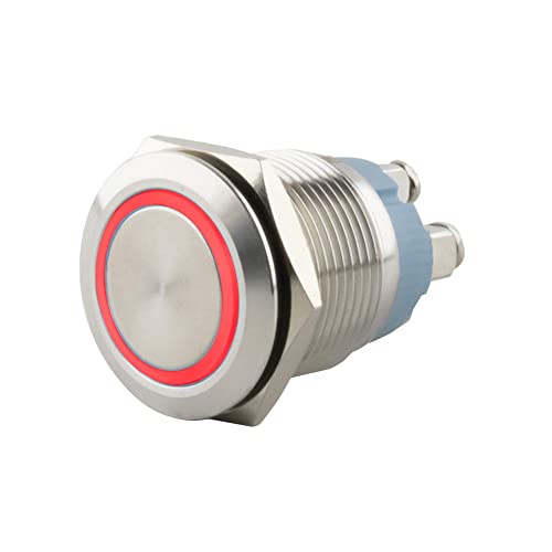 SeKi Edelstahl Drucktaster Ø16mm tastend flacher Kopfform farbig beleuchtetem LED Ring in rot Schraubanschluss; Klingeltaster SeKi Edelstahl Drucktaster Ø16mm tastend flacher Kopfform farbig beleuchtetem LED Ring in rot Schraubanschluss; Klingeltaster von SeKi