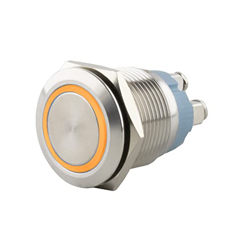 SeKi Edelstahl Drucktaster Ø19mm tastend flacher Kopfform farbig beleuchtetem LED Ring in gelb Schraubanschluss; Klingeltaster SeKi Edelstahl Drucktaster Ø19mm tastend flacher Kopfform farbig beleuchtetem LED Ring in gelb Schraubanschluss; Klingeltaster von SeKi