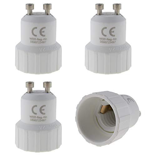 SeKi - GU10 Fassung auf E14 Fassung Lampensockel Adapter; Lampenadapter für LED Halogen und Energiespar Leuchtmittel, 312136, weiss von SeKi