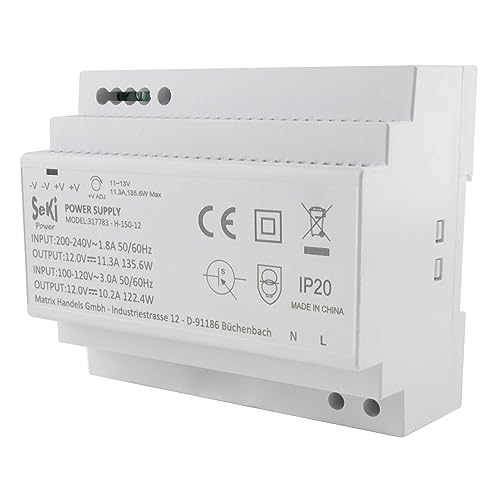 SeKi Hutschienen-Netzteil H-150-12 - 12V - 11,3A - 135W DIN Rail - DIN Schienen Netzteil/Stromversorgung/Transformator SeKi Hutschienen-Netzteil H-150-12 - 12V - 11,3A - 135W DIN Rail - DIN Schienen Netzteil/Stromversorgung/Transformator von SeKi