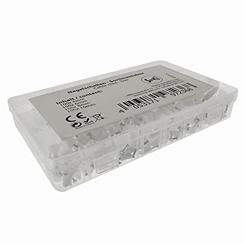 SeKi Nagelschellen Sortiment 400 Stück (100x4mm, 100x6mm, 100x8mm, 100x10mm) Weiß Kabelschelle Kabelbefestigung universal Schelle inkl. Nagel von SeKi