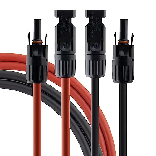 SeKi Solarkabel 6 mm² rot/schwarz - 1,0m; inkl. inkl. montierter MC4 kompatiblen Steckverbindern; Verlängerungskabel; PV Kabel; Anschlusset 1x rot + 1x schwarz von SeKi